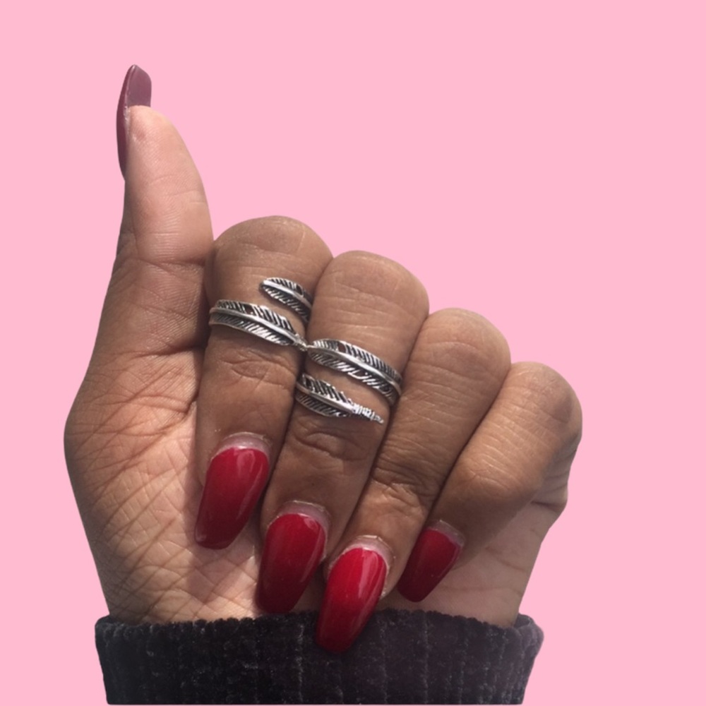 Adjustable Silver Feather Ring